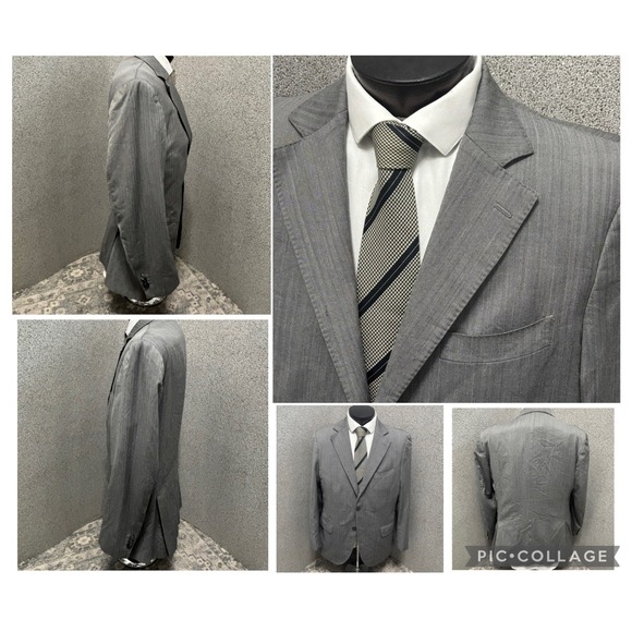 Suitsupply Blazer 44R Livorno Gray Herringbone Jacket Vitale Barberis Canonico - Picture 16 of 16